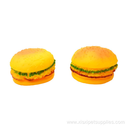 Eco-friendly vinyl squeaky hamburger dog toy pet products